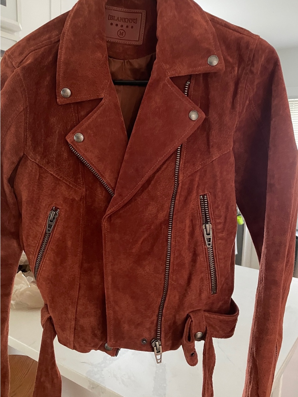 Blank NYC Rust Suede Moto Jacket